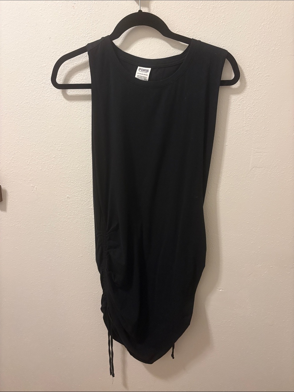 PINK Victoria's Secret Black Side-Ruched Drawstring Tank